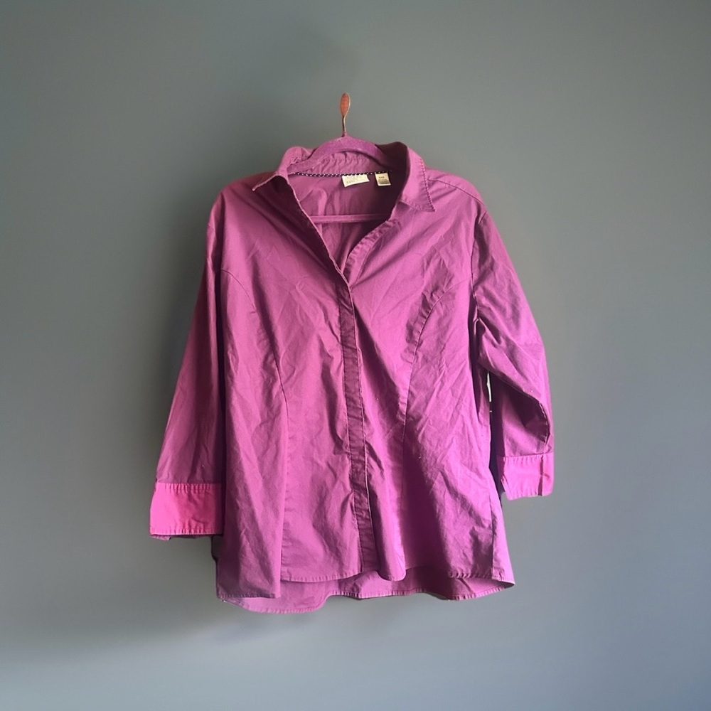 Riders Lee Purple Button Up 3/4 Sleeve XXL